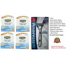 33 SCHICK QUATTRO CARTRIDGES TITANIUM BLADES ALONG RAZOR HANDLE