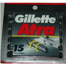 15 GILLETTE ATRA Razor BLADES Refills Cartridges No Lubricant Str 