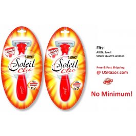 2 BIC Soleil Razors Fit Schick Quattro Women Blades  