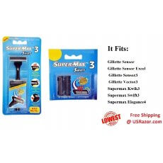 10 SWIFT3 SUPERMAX RAZOR BLADES FITS GILLETTE SENSOR 3 EXCEL REFILLS