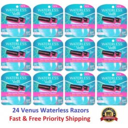 24 Gillette Venus Waterless Razors Shave anytime Anywhere No Water shower needed 