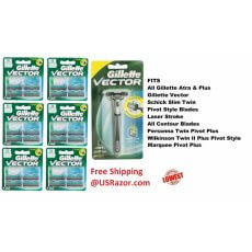 25 GILLETTE Vector BLADES Cartridges Fits Atra Plus Razor Shaver 