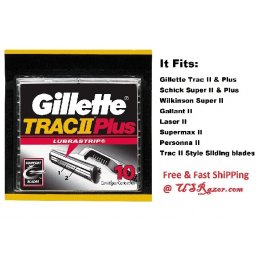 10 Gillette Trac II Plus Razor Blades Refills Shaver Cartridges  