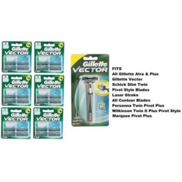 25 GILLETTE Vector BLADES Cartridges Fit Atra Plus Schick Slim twin Razor Refill 