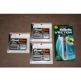 31 Refills GILLETTE Vector Works Atra Plus Razor Blade Pivot Plus  