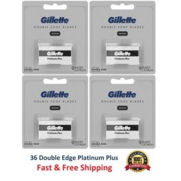 36 Gillette Double Edge Razor Blades Platinum Plus Safety Refills Classic Style 