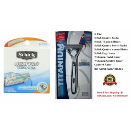 7 Schick Quattro Titanium Cartridge Blades Refil Shaver Wit Razor 