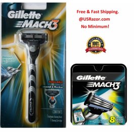 9 Gillette Mach3 8*1 Cartridges Blades Refill Shaver Razors Handle Fit M3 Turbo 