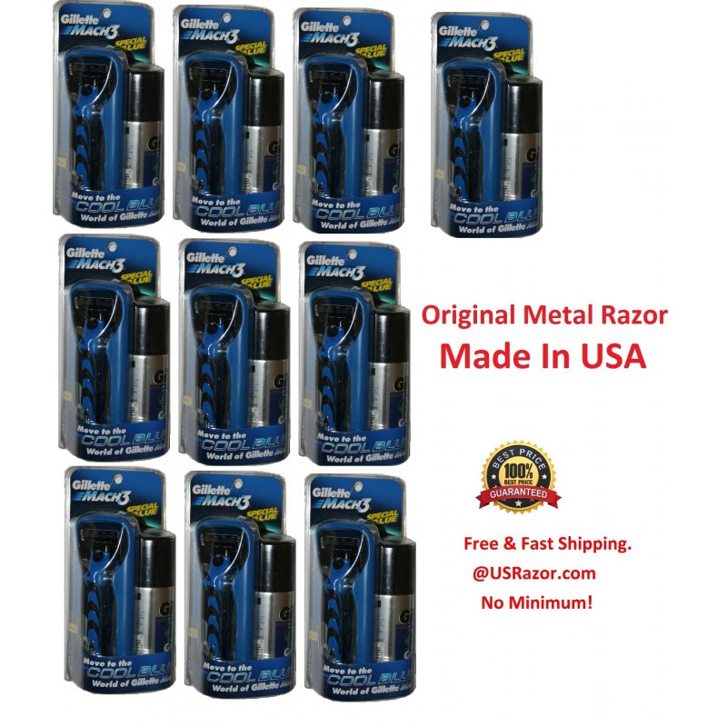 10 Gillette Mach3 RAZOR Handle 2 Blades Cartridges Shaving Gel MACH 3 ...