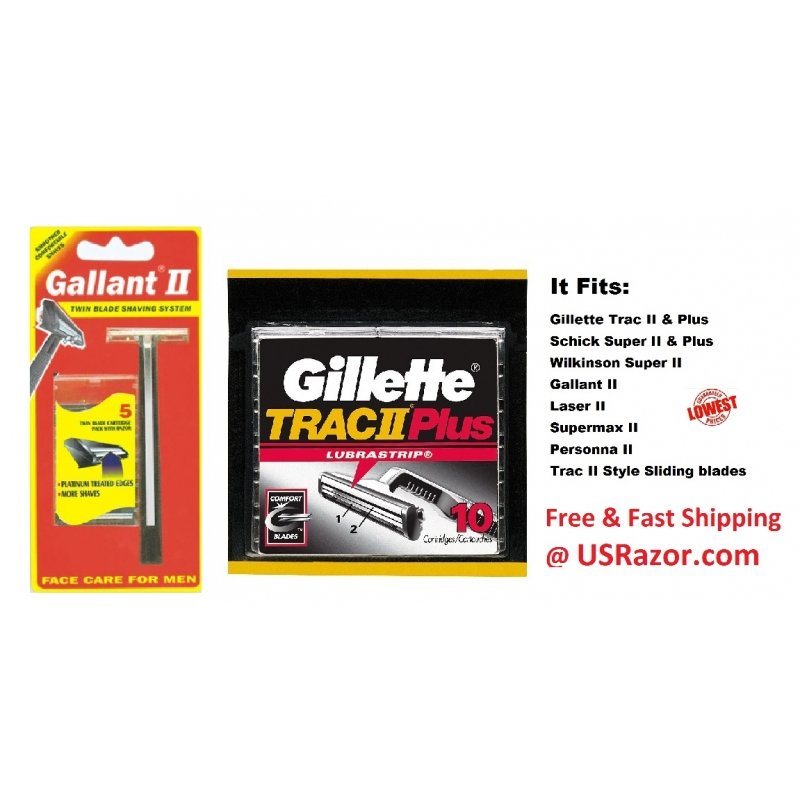 15 Trac II Razor Blades 10 Gillette Plus Cartridge Handle
