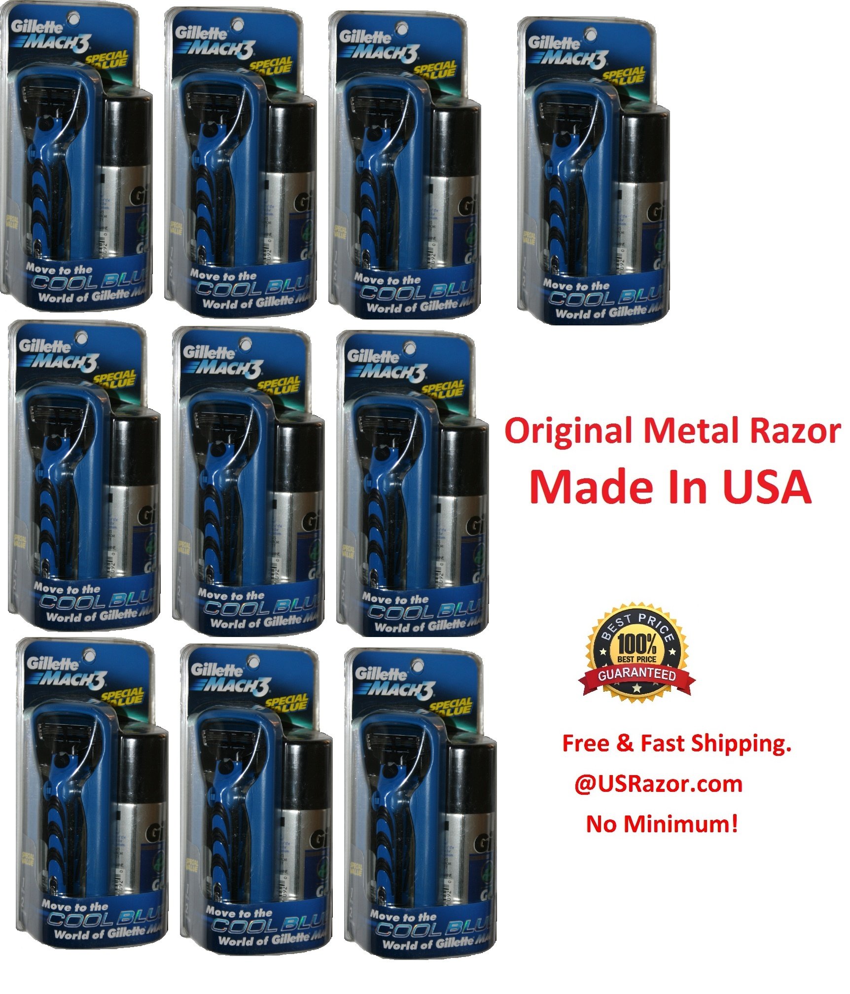 10 Gillette Mach3 Razor Handle 2 Blades Cartridges Shaving Gel Mach 3 Shaver Usa