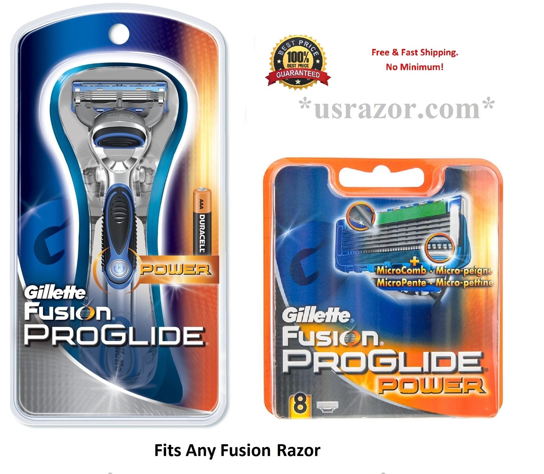 9 Gillette Fusion Proglide Power Razor Blades Refill Cartridges Fits Flex Ball