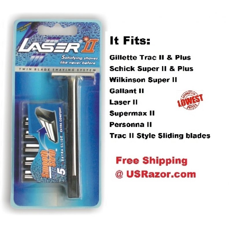 Laser Fits Gillette Trac II Schick Super 2 Razor Blades Handle