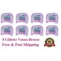 **8 Gillette Venus Breeze Razor Blades Refill Cartridges Shaver Women Freesia