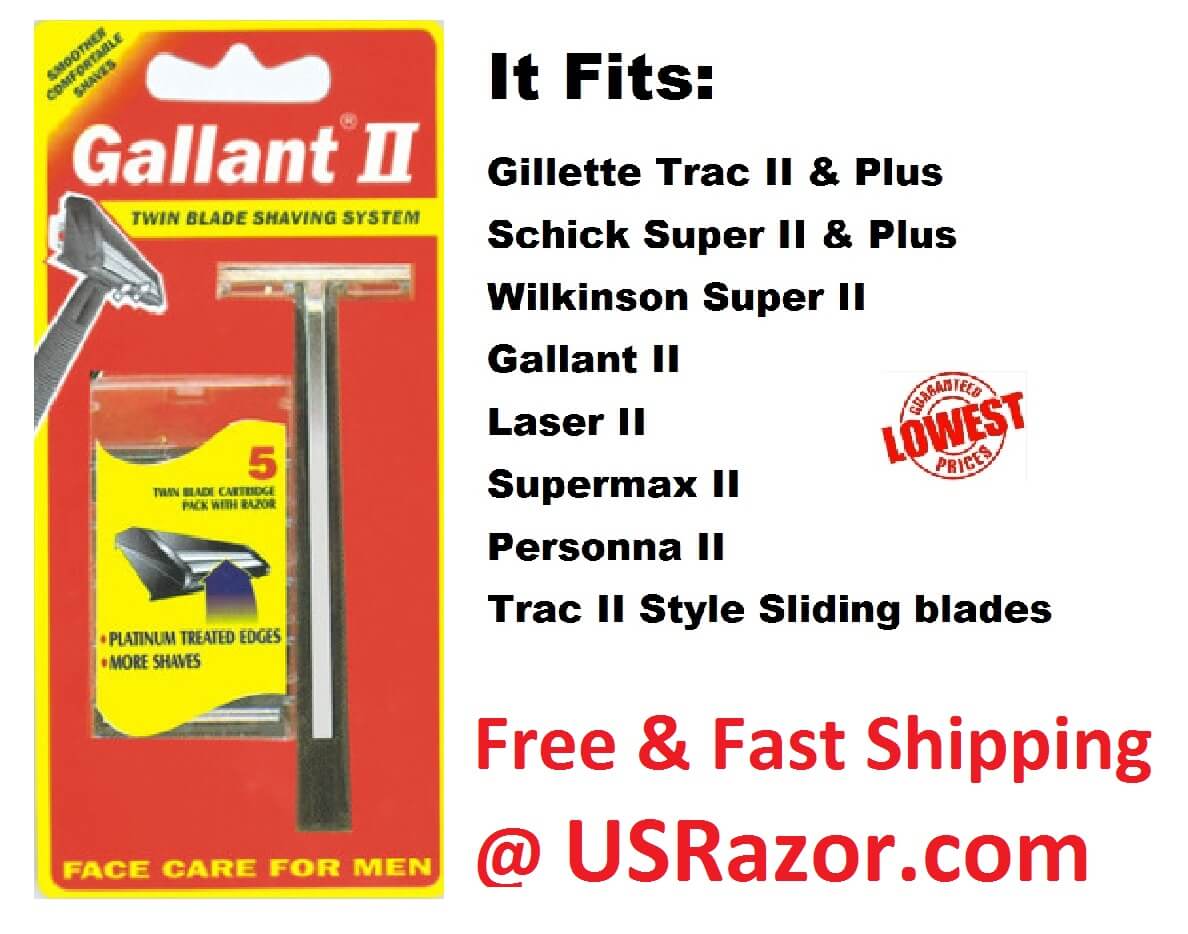 Gallant Razor Non Lubricant Blades Fit Gillette Trac II Plus