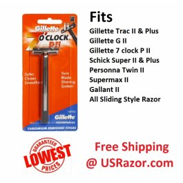 Gillette Trac II Metal Razor Fits Schick Super 2 Blades  