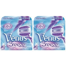 12 Breeze Gillette Venus Razor Blades Cartridges Refill Shaver Women USA 2*6  