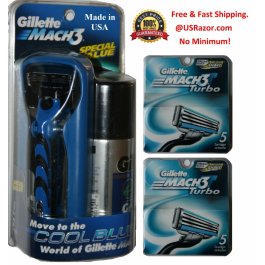 12 Gillette Mach3 TURBO Razor 3 Blades Cartridges Refills Shaving Cream Shaver 5  