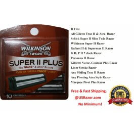 10 WILKINSON SUPER II RAZOR BLADE FIT GILLETTE TRAC ATRA 