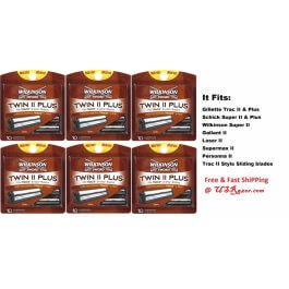 360 Wilkinson Plus Blades Cartridge Refill Ft Schick Gillette Trac II Atra Razor  