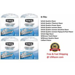32 Schick Quattro Titanium Razor Blade Cartridges 